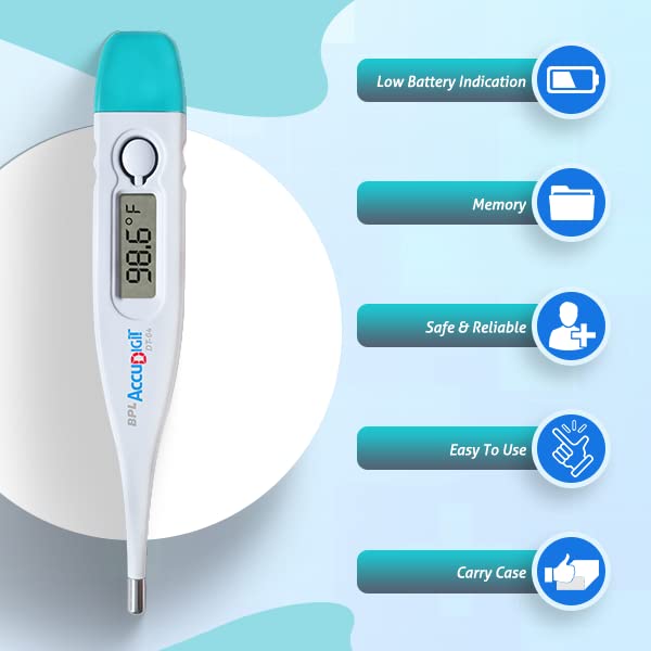 BPL Medical Technologies Accudigit DT-04 Mercury-Free Digital Thermometer With Quick Measurement of Oral & Underarm Temperature in Celsius & Fahrenheit | High Accuracy|Digital Display|Water Resistance - Image 3
