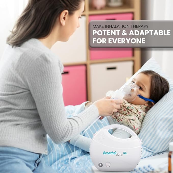 BPL Medical Technologies Breathe Ezee N8 Nebulizer Low Noise Compressor Nebulizer Machine for Adults and Kids with Mask - (White) - Image 3