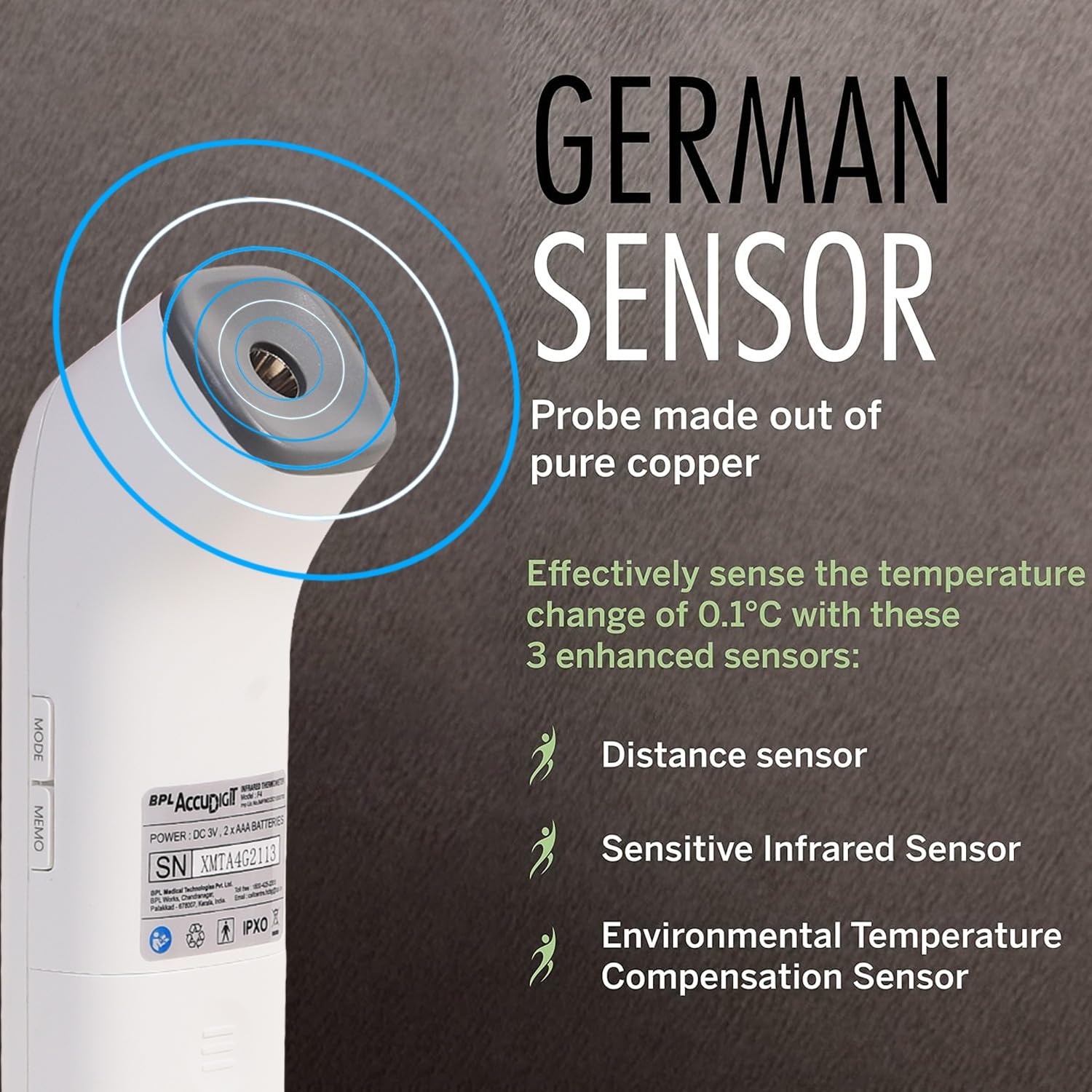 BPL Medical Technologies Accudigit F4 Non Contact Infrared Thermometer - Fast & Accurate Forehead Thermometer for Adults & Kids (White) - Image 7