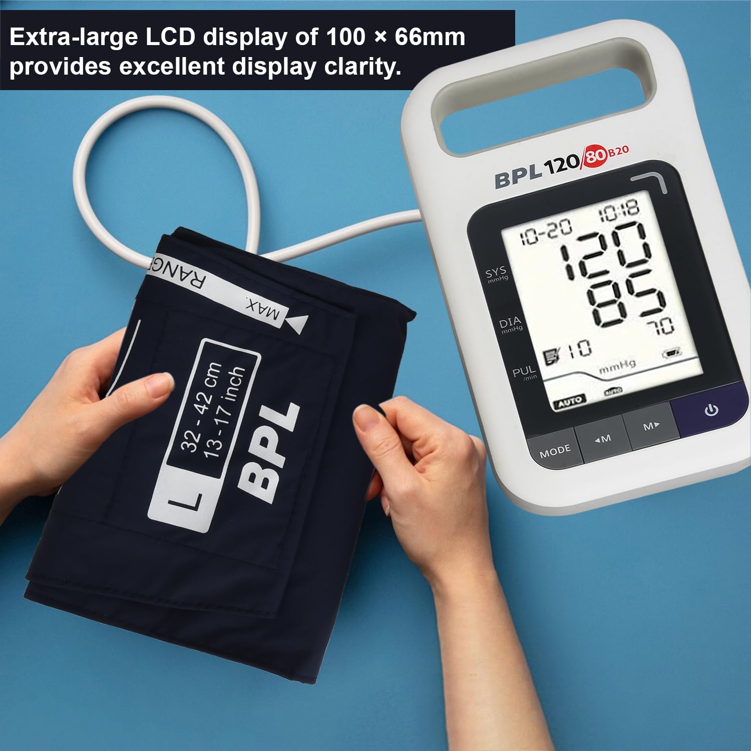 BPL Medical Technologies B20 Large Digital Blood Pressure Monitor|LCD Display|BP Apparatus for Home & Hospital|Hypertension & Managing Heart Health Device - White - Image 8