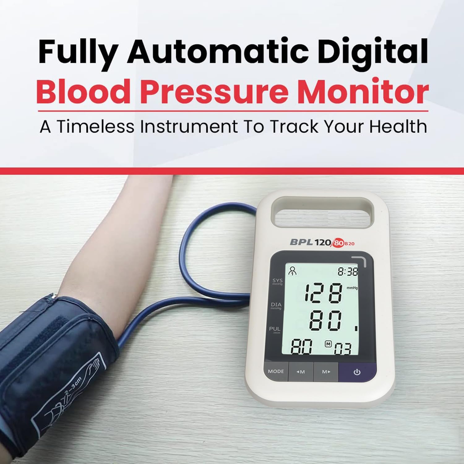 BPL Medical Technologies B20 Large Digital Blood Pressure Monitor|LCD Display|BP Apparatus for Home & Hospital|Hypertension & Managing Heart Health Device - White - Image 5